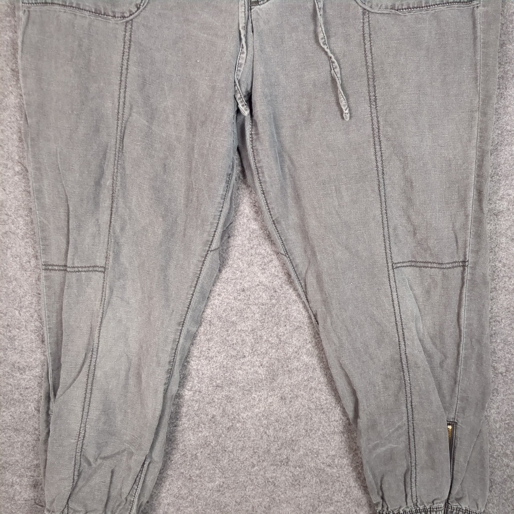 American Eagle Gray Linen Blend Jogger Pants Womens 12 Short Utility Zip Cuff - Picture 6 of 15